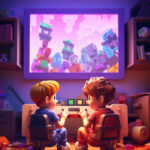 view kids playing video games together